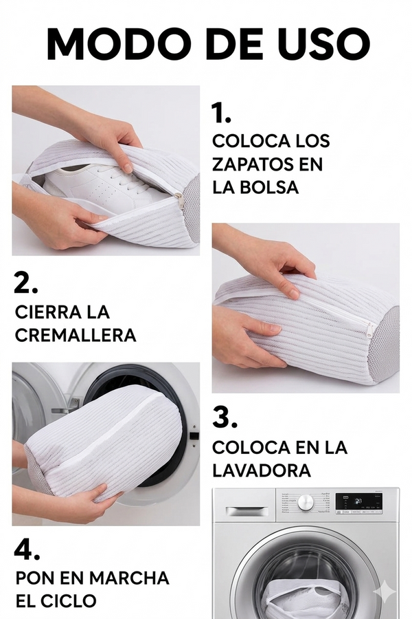 Lava tus zapatos en lavadora sin dañarlos — protección total, listo en minutos
